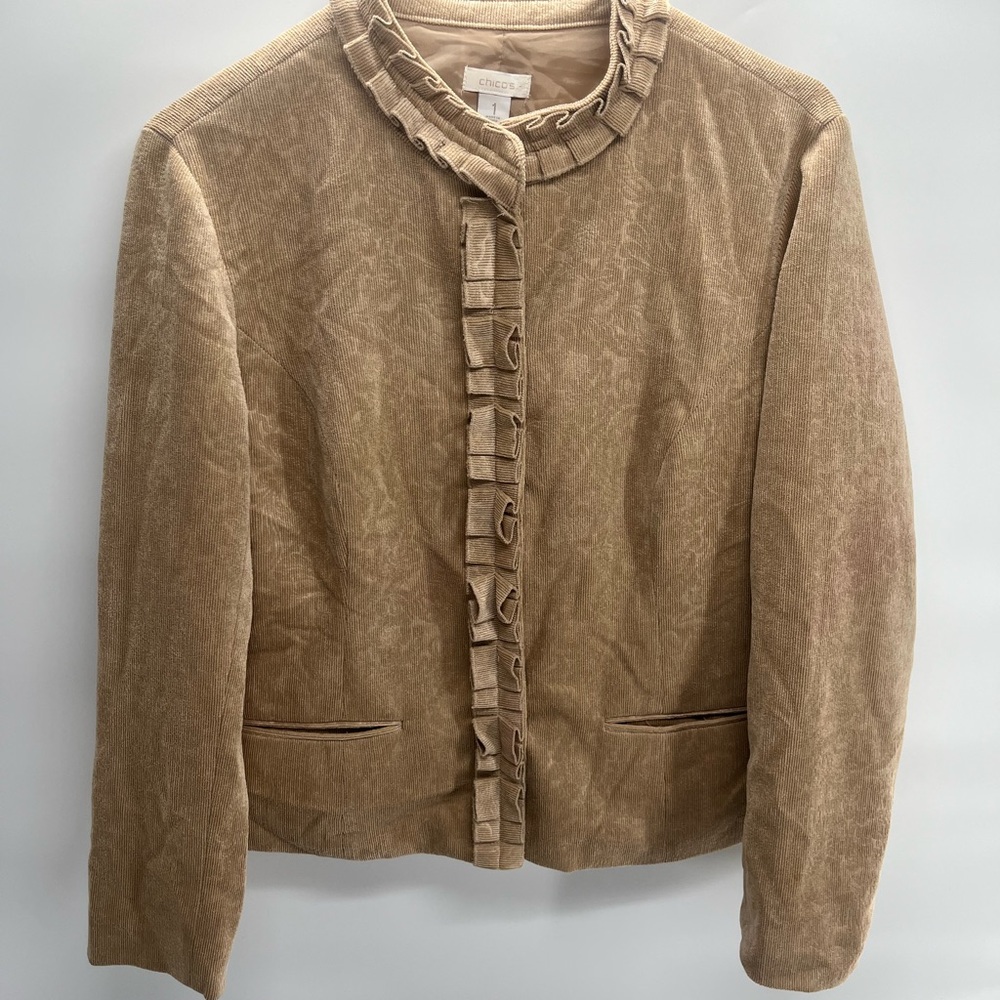Chico's Beige Ruffle Blazer